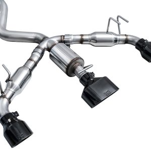 AWE Tuning Exhaust System Kit, Track Edition Cat-Back System, Stainless Steel, With Muffler, Single Exhaust with Triple Exit, Rear Exit – 3020-53472