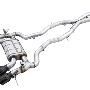 AWE Tuning Exhaust System Kit, Switchpath ™ Cat-Back System, Stainless Steel, Without Muffler, Dual Exhaust with Quad Exits, Rear Exit – 3025-42480