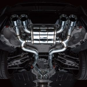 AWE Tuning Exhaust System Kit, Switchpath ™ Cat-Back System, Stainless Steel, With Muffler, Dual Exhaust with Quad Outlet, Rear Exit – 3025-42487