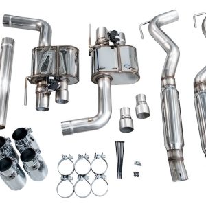 AWE Tuning Exhaust System Kit, Switchpath ™ Cat-Back System, Stainless Steel, With Muffler, Dual Exhaust with Quad Outlet, Rear Exit – 3025-42550