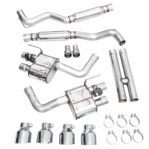 AWE Tuning Exhaust System Kit, Switchpath ™ Cat-Back System, Stainless Steel, With Muffler, Dual Exhaust with Quad Outlet, Rear Exit – 3025-42551
