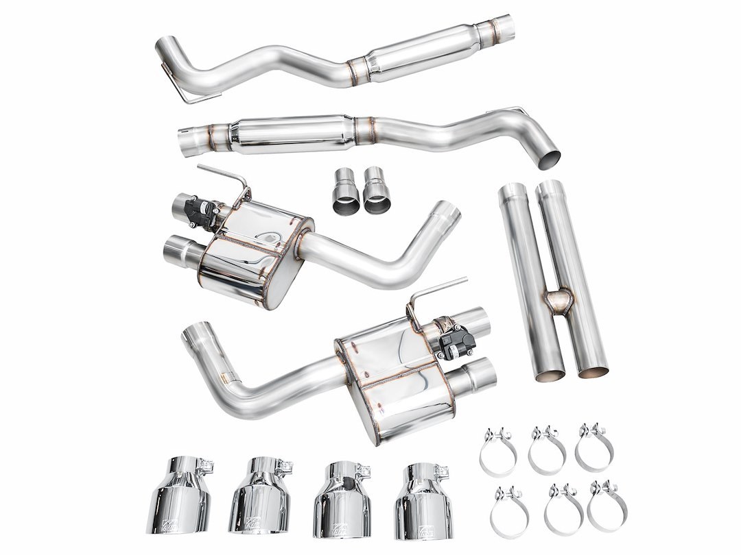 AWE Tuning Exhaust System Kit, Switchpath ™ Cat-Back System, Stainless Steel, With Muffler, Dual Exhaust with Quad Outlet, Rear Exit – 3025-42551