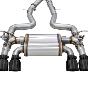 AWE Tuning Exhaust System Kit, Switchpath ™ Cat-Back System, Stainless Steel, Without Muffler, Dual Exhaust with Quad Outlet, Rear Exit – 3025-43074