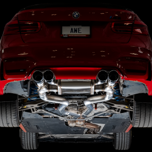 AWE Tuning Exhaust System Kit, Switchpath ™ Cat-Back System, Stainless Steel, Without Muffler, Dual Exhaust with Quad Outlet, Rear Exit – 3025-43074