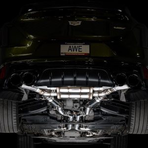 AWE Tuning Exhaust System Kit, Switchpath ™ Cat-Back System, Stainless Steel, Witht Muffler, Dual Exhaust with Quad Exits, Rear Exit – 3025-43436