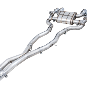 AWE Tuning Exhaust System Kit, Switchpath ™ Cat-Back System, Stainless Steel, Without Muffler, Dual Exhaust with Quad Exits, Rear Exit – 3025-43480