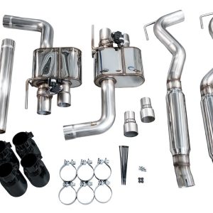 AWE Tuning Exhaust System Kit, Switchpath ™ Cat-Back System, Stainless Steel, With Muffler, Dual Exhaust with Quad Outlet, Rear Exit – 3025-43550
