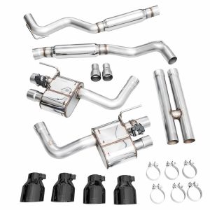 AWE Tuning Exhaust System Kit, Switchpath ™ Cat-Back System, Stainless Steel, With Muffler, Dual Exhaust with Quad Outlet, Rear Exit – 3025-43551