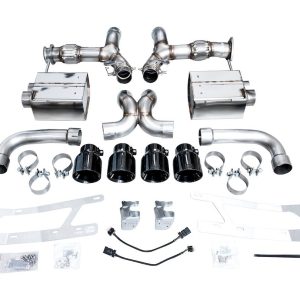 AWE Tuning Exhaust System Kit, Switchpath ™ Cat-Back System, Stainless Steel, Without Muffler, Dual Exhaust with Quad Exit, Rear Exit – 3025-43906