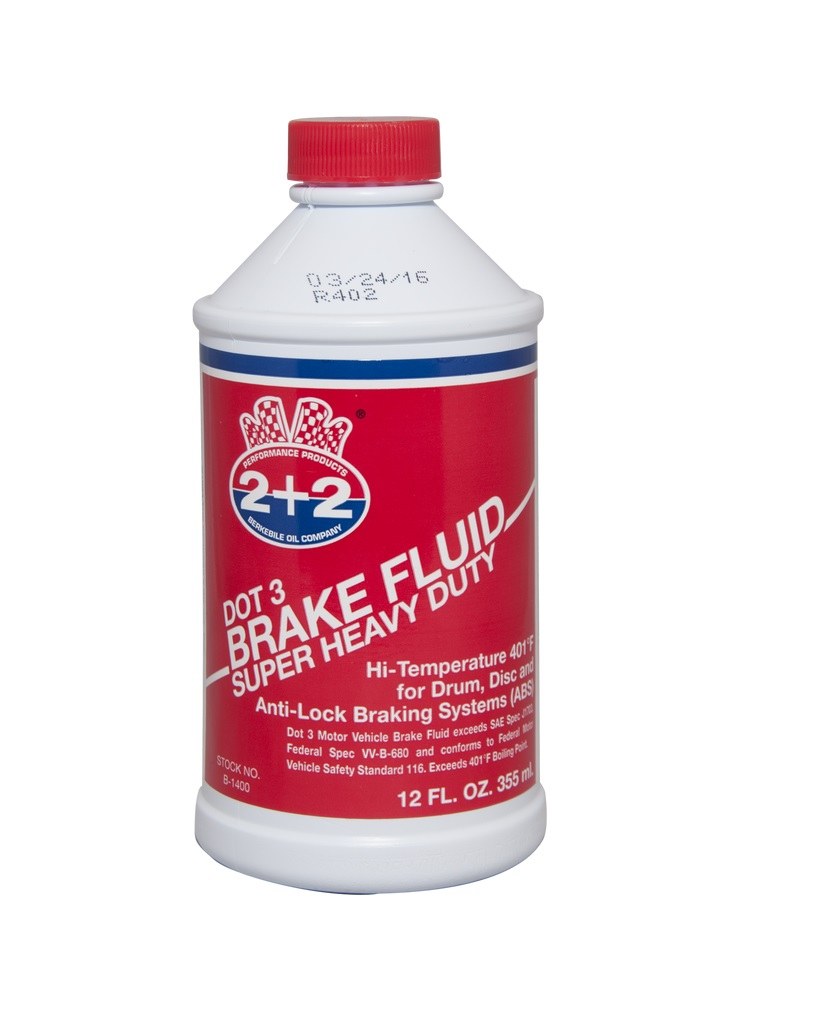 Berkible Brake Fluid, 2+2 ®, Single, 12 Ounce Bottle, DOT 3 – B1400