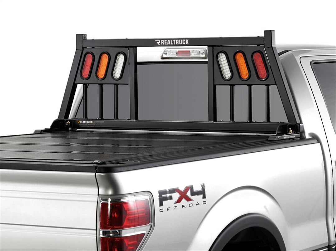 Backrack Headache Rack, Three Light Rack, With Three 6-3/4 Inch Light Cutouts (lights Not Included) on Driver and Passenger Side of Frame – 149TL