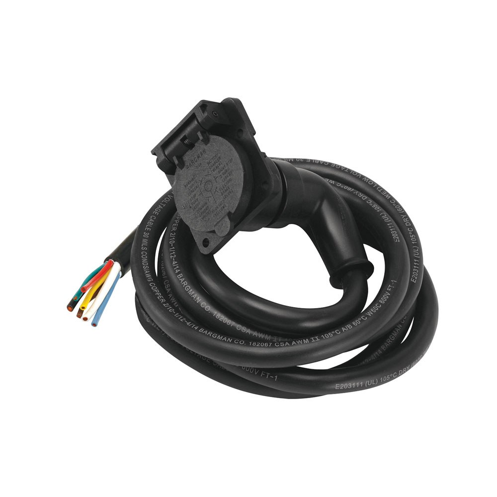 Bargman Trailer Wiring Connector, Trailer Side, Right Angle, 7-WAY Molded, 7 Feet Lead Wire Length, Bagged – 50-97-407