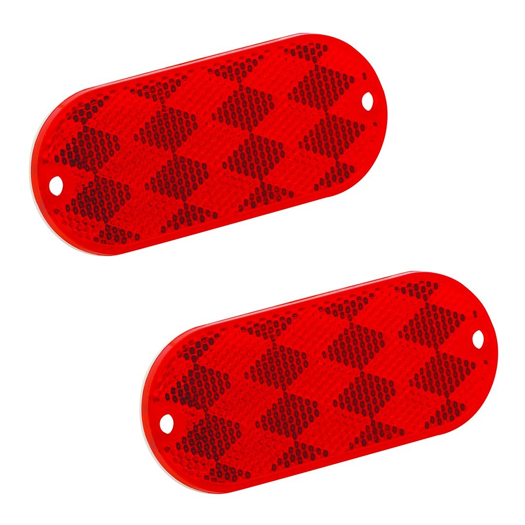 Bargman Reflector, Red Lens, 3-1/4 Inch X 1-1/2 Inch Rectangular, With Mounting Holes and Optional Adhesive Back – 71-78-010