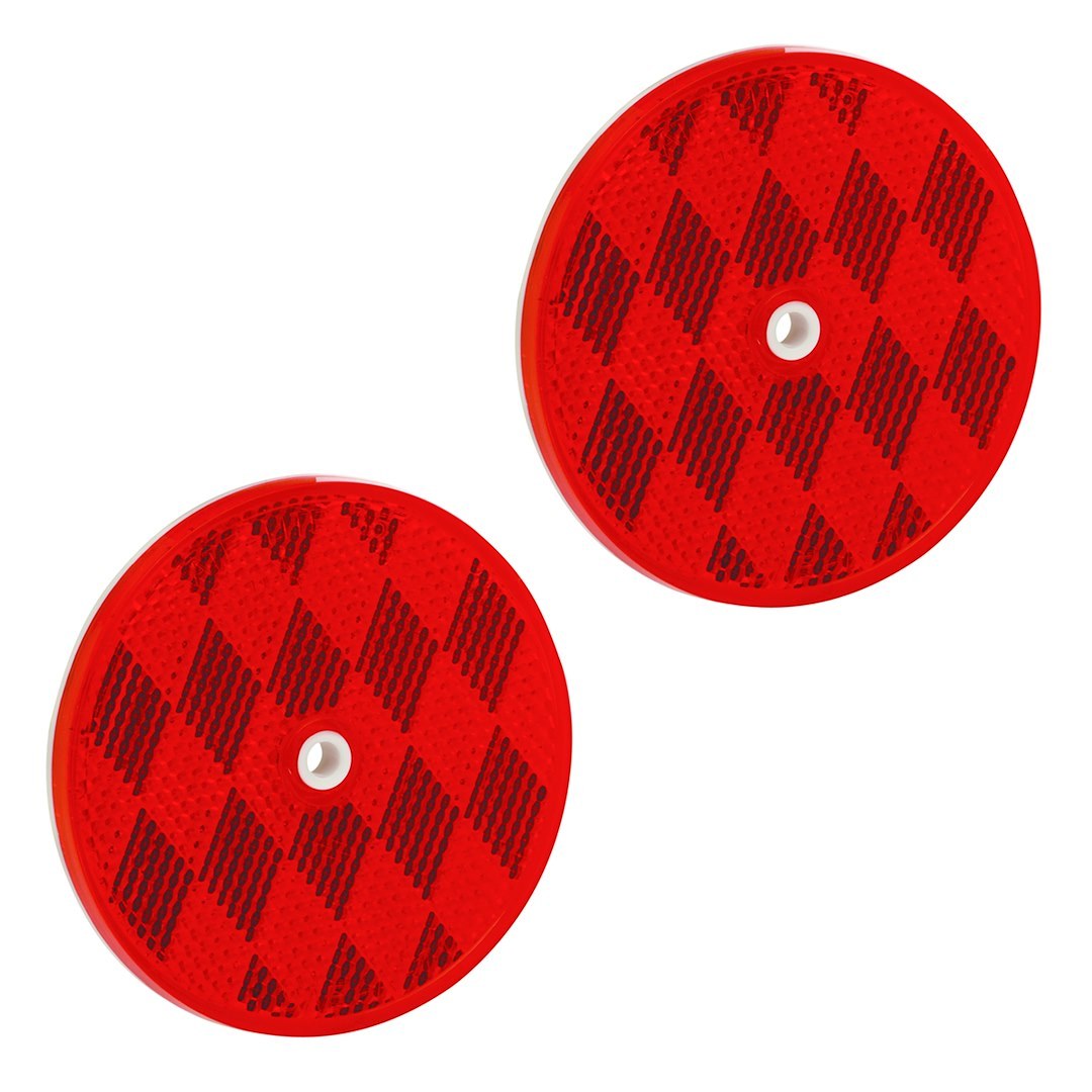Bargman Reflector, Red Lens, 3-3/16 Inch Round, With Center Mounting Hole – 74-68-010