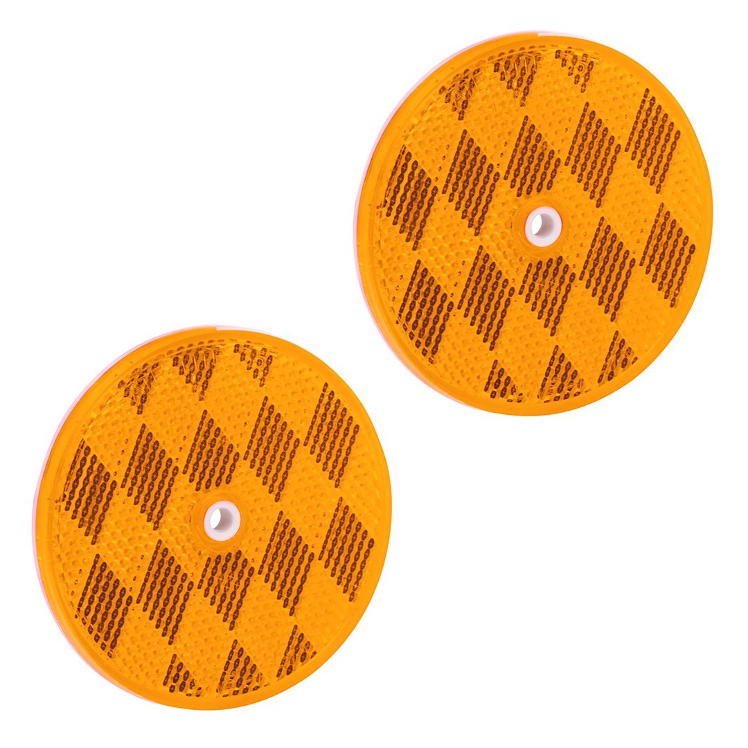 Bargman Reflector, Amber Lens, 3-3/16 Inch Round, With Center Mounting Hole – 74-68-020