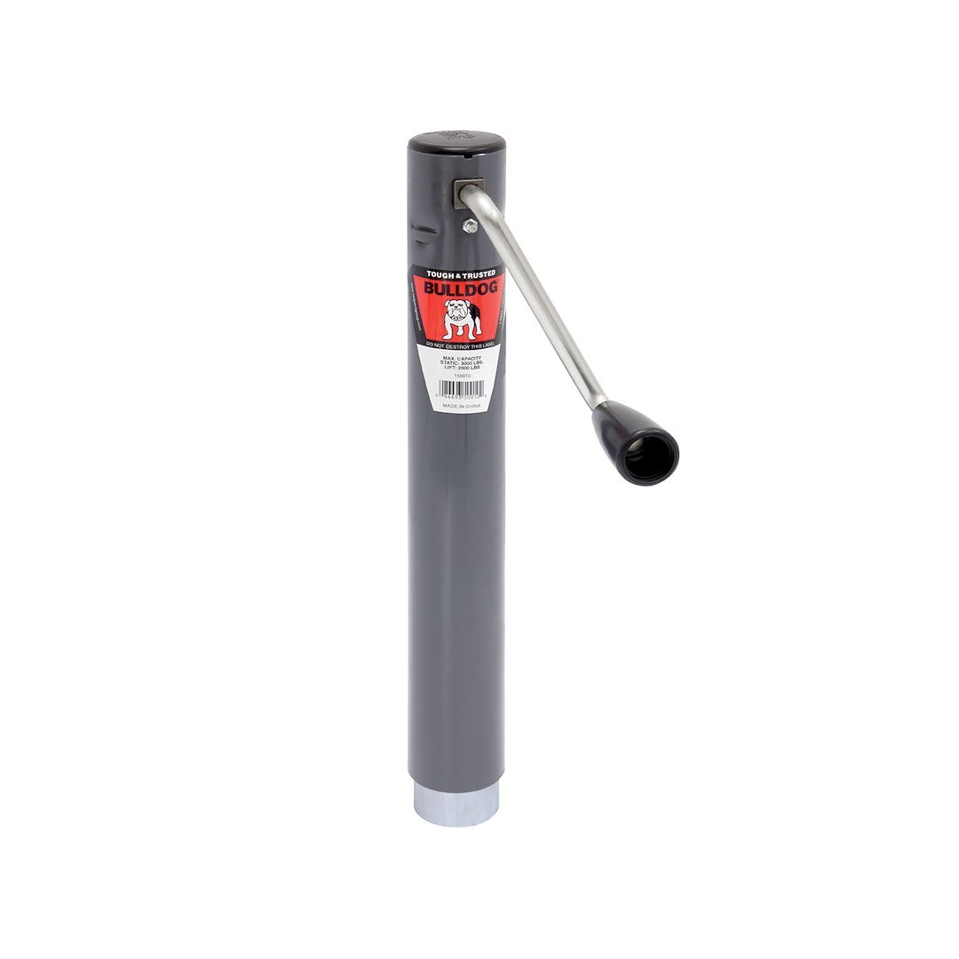 Bulldog/Fult Trailer Tongue Jack, Manual Round Sidewind Jack, 2000 Pound Lift Capacity, 10 Inch Travel – 150010