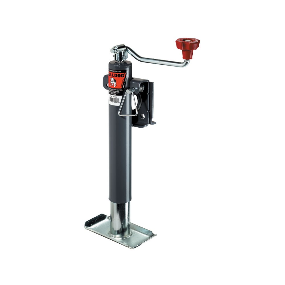 Bulldog/Fult Trailer Tongue Jack, Manual Round Topwind Swivel Jack, 2000 Pound Lift Capacity, 10 Inch Travel – 151401