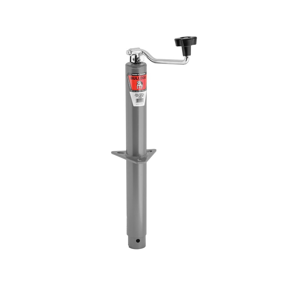 Bulldog/Fult Trailer Tongue Jack, A-Frame Round Topwind Jack, 5000 Pound Lift Capacity, 15 Inch Travel – 155032