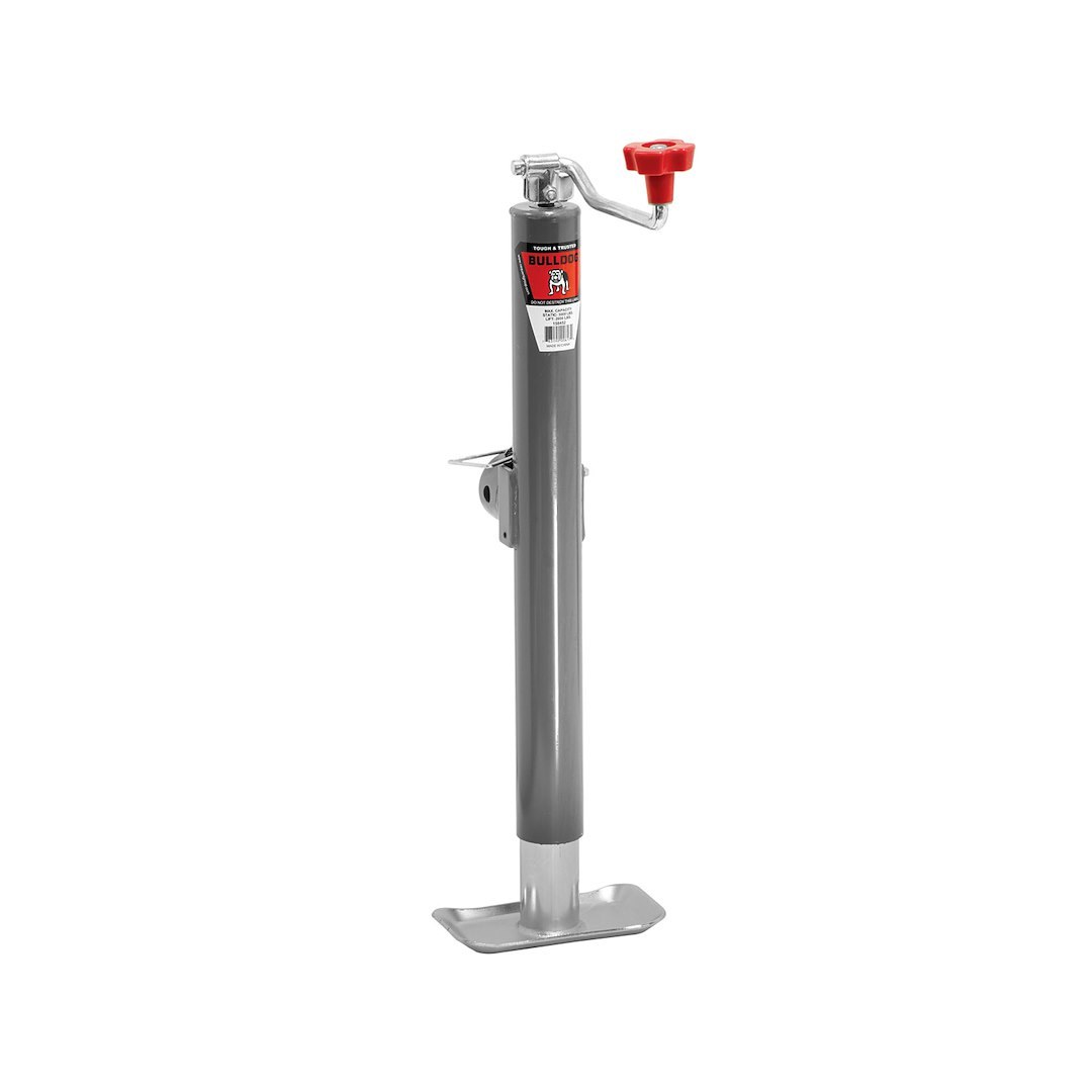 Bulldog/Fult Trailer Tongue Jack, Manual Round Topwind Swivel Jack, 2000 Pound Lift Capacity, 15 Inch Travel – 158452