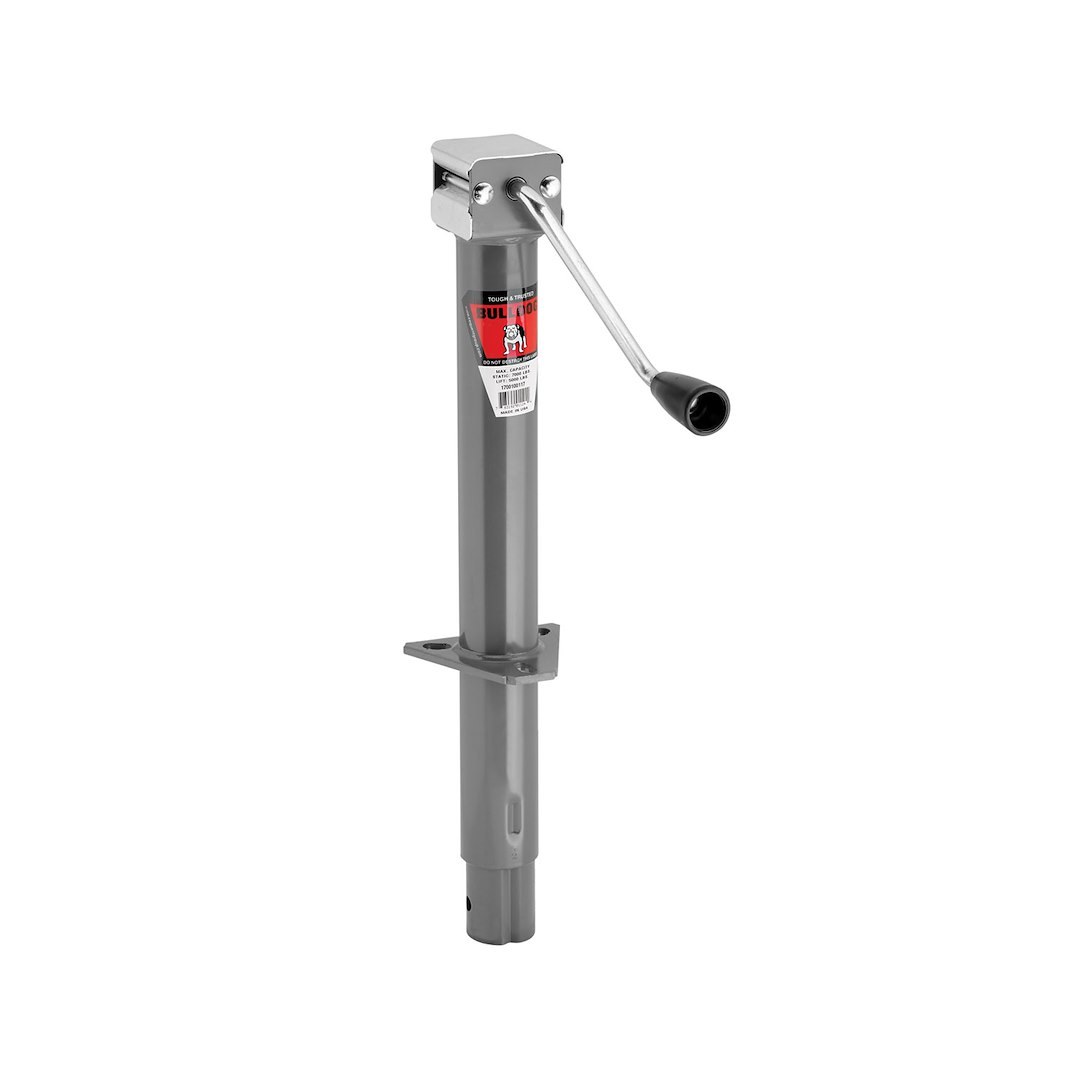 Bulldog/Fult Trailer Tongue Jack, Manual A-Frame Round Sidewind Swivel Jack, 5000 Pound Lift Capacity, 15 Inch Travel – 1700100117