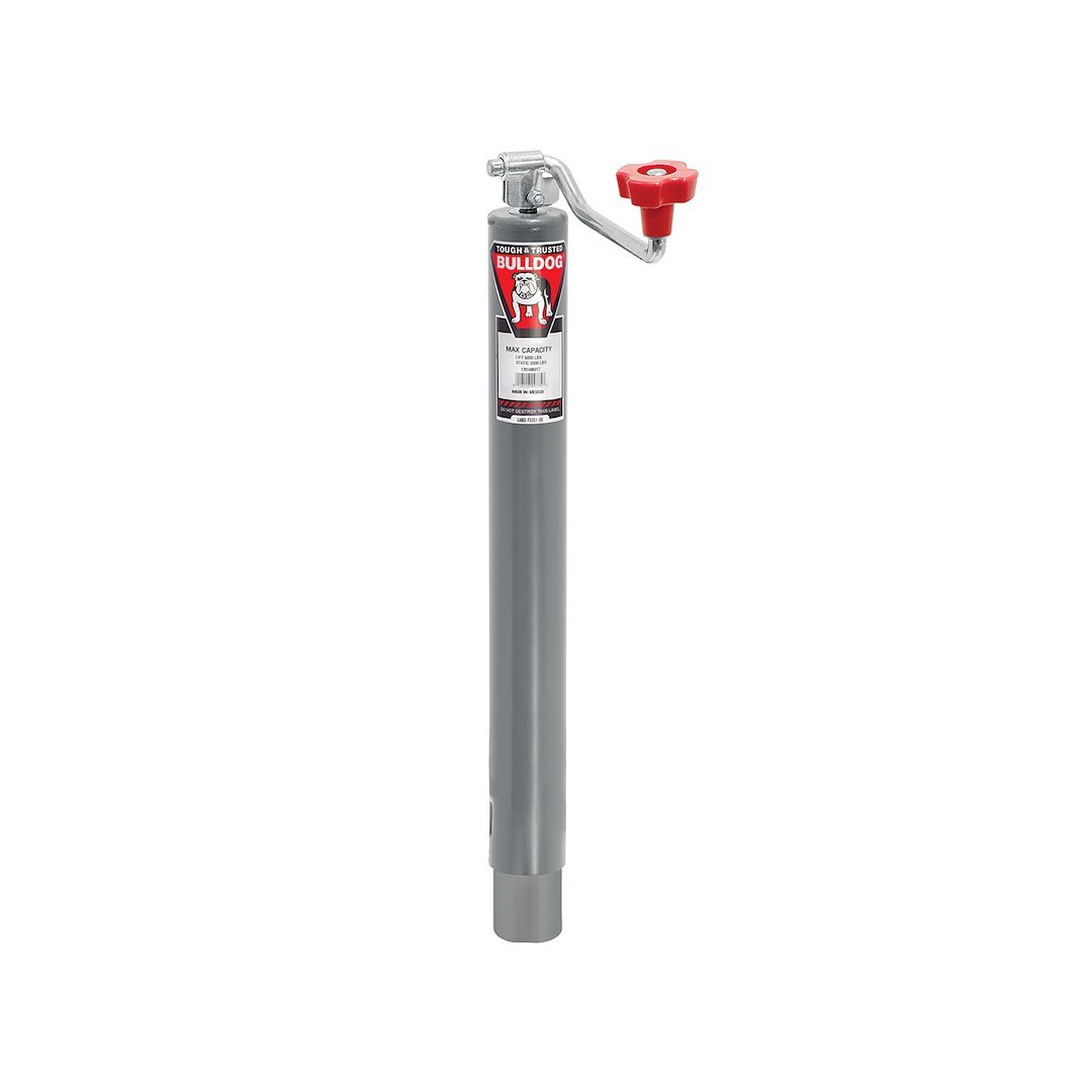 Bulldog/Fult Trailer Tongue Jack, Manual Round Topwind Jack, 5000 Pound Lift Capacity, 15 Inch Travel – 1701480317
