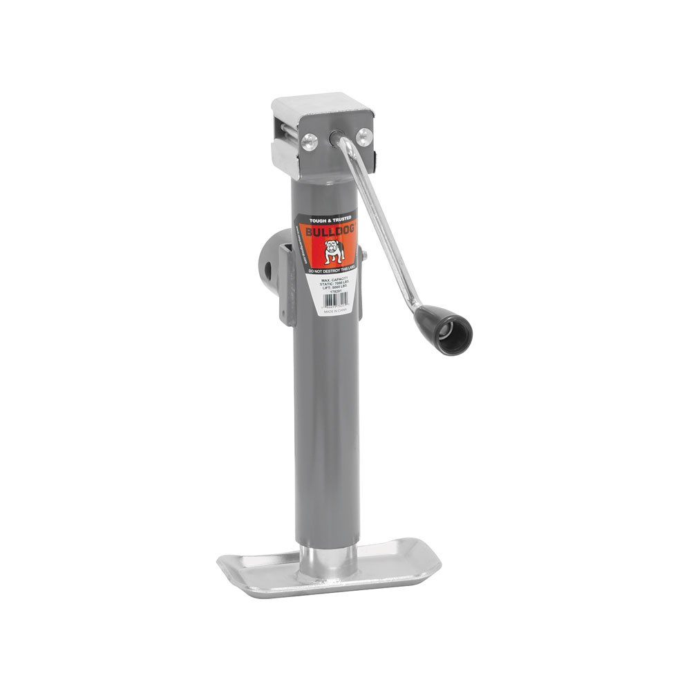 Bulldog/Fult Trailer Tongue Jack, Round Sidewind Swivel Jack, 5000 Pound Lift Capacity, 10 Inch Travel – 178201