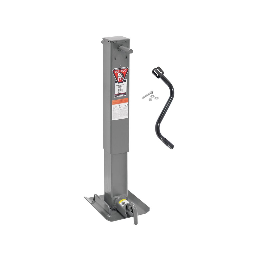 Bulldog/Fult Trailer Tongue Jack, Manual Square Sidewind Jack, 10000 Pound Lift/ 12000 Pound Support Capacity, 12-1/2 Inch Travel – 182404