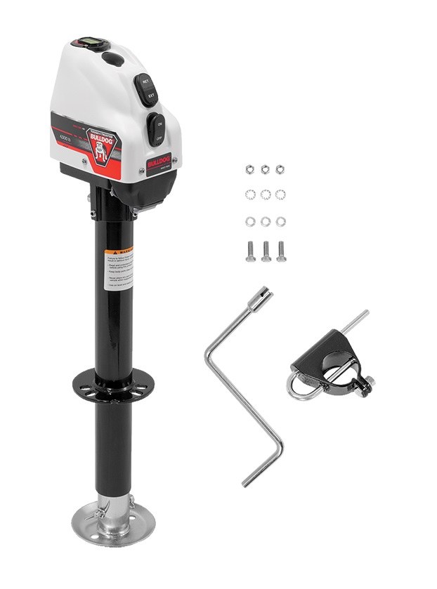 Bulldog/Fult Trailer Tongue Jack, A-Frame Powered Drive Jack, 4000 Pound Lift Capacity, 17 Inch Travel, 34-1/2 Extended Height – 500200