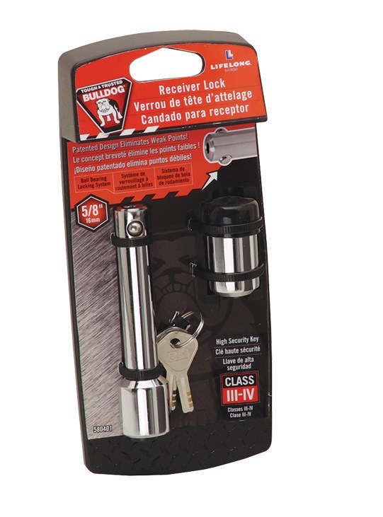 Bulldog/Fult Trailer Hitch Pin, Dogbone, 5/8 Inch Diameter, Chrome, For Use with Class Iiii/ V Hitch, Keyed Lock, With Dust Cap – 580401