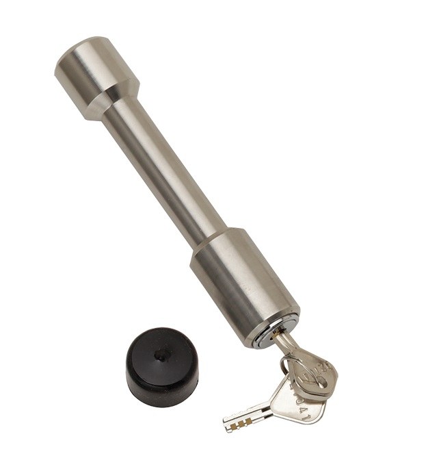 Bulldog/Fult Trailer Hitch Pin, Dogbone, 5/8 Inch Diameter, Stainless Steel, For Use with Class III/ IV Hitch, Keyed Lock, With Dust Cap – 580402