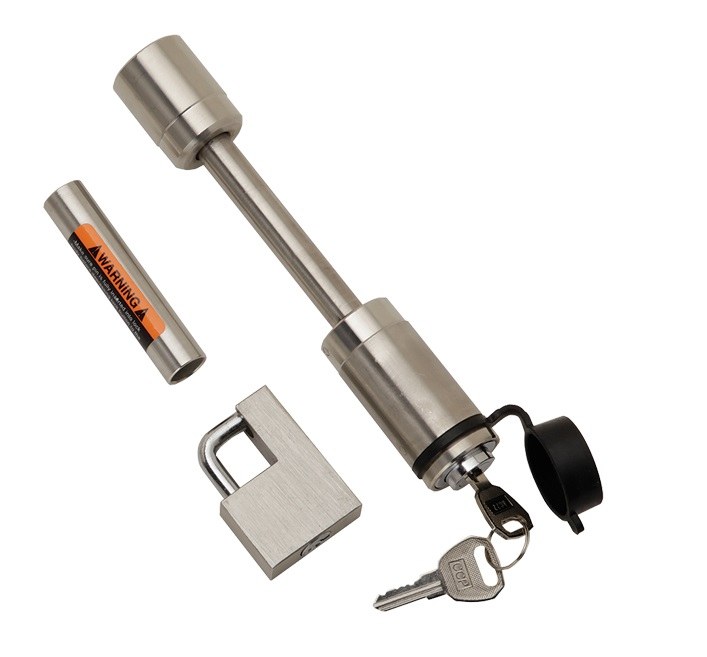 Bulldog/Fult Trailer Hitch Pin, Dogbone, 5/8 Inch Diameter, For Use with Class III/ IV Hitch, Keyed Lock, With Coupler Lock, With Dust Cap – 580406