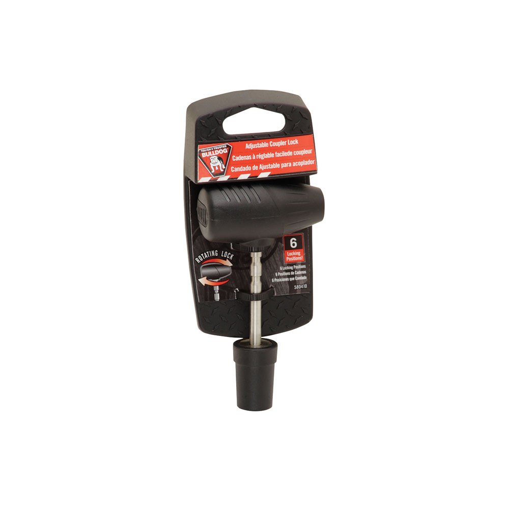 Bulldog/Fult Trailer Coupler Lock, Latch Lock, Adjustable from 9/16 Inch to 2-3/4 Inch Span, 1/4 Inch Diameter Pin, With 2 Keys – 580410
