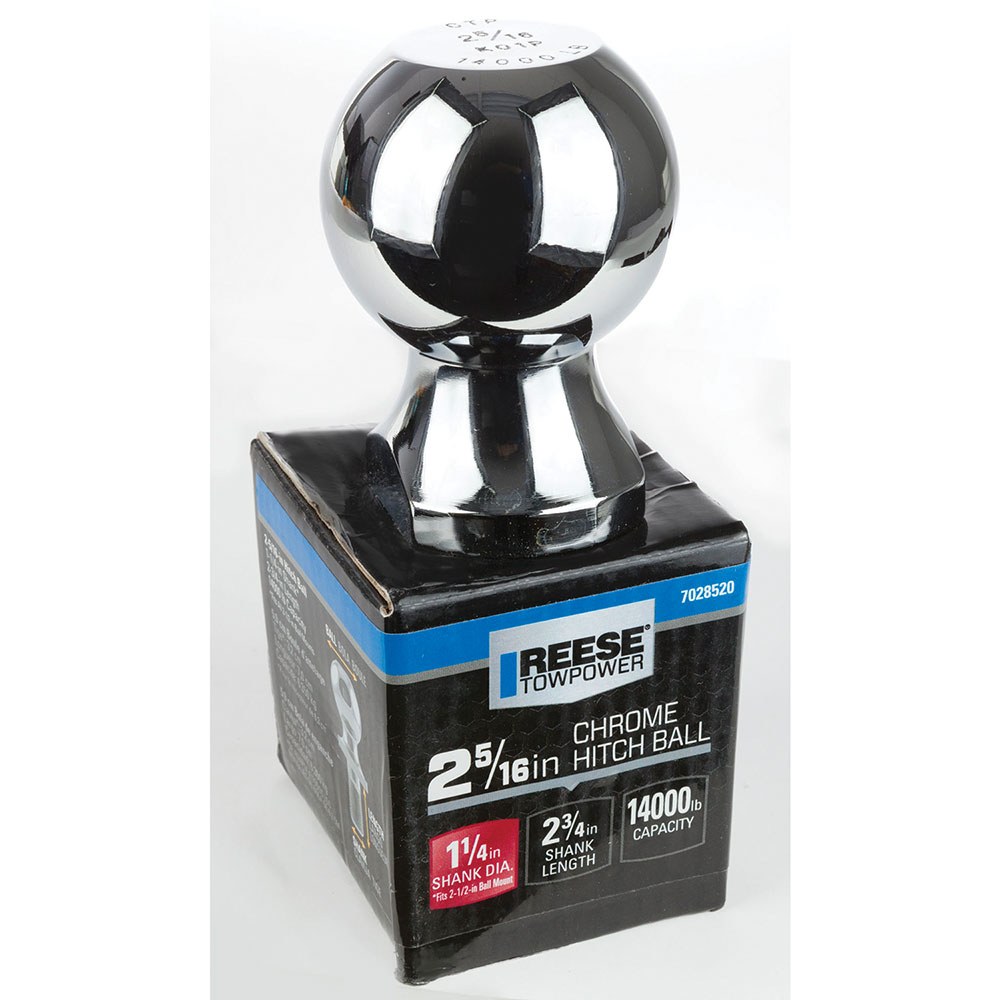 Bulldog/Fult Trailer Hitch Ball, Reese Towpower, 2-5/16 Inch Ball, 14000 Pound Capacity, 1-1/4 Inch Shank Diameter/ 2-3/4 Inch Shank Length – 7028500