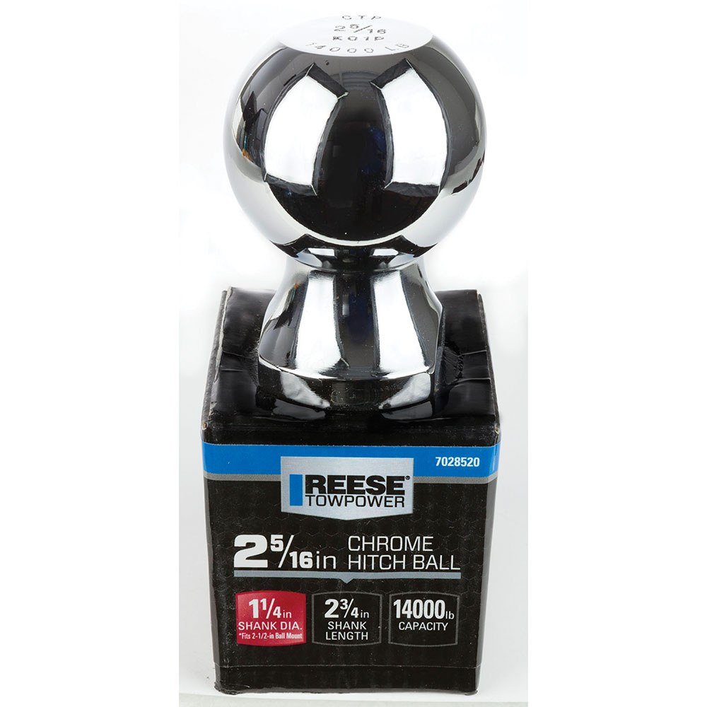 Bulldog/Fult Trailer Hitch Ball, Reese Towpower, 2-5/16 Inch Ball, 14000 Pound Capacity, 1-1/4 Inch Shank Diameter/ 2-3/4 Inch Shank Length – 7028500