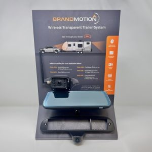 Brand Motion Point of Purchase Display, Wireless Transparent Trailer Display Kit/ Fully Functioning Transparent Trailer Mirror and Cameras – DISP-TRNS
