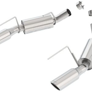 Borla Exhaust System Kit, S-Type Axle Back System, T-304 Stainless Steel, With Mufflers, 2-1/2 Inch Pipe Diameter, Dual Exhaust with Dual Exit – 11750