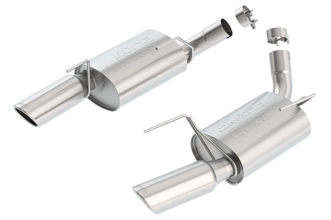 Borla Exhaust System Kit, Touring Axle Back System, T-304 Stainless Steel, With Mufflers, 2-1/2 Inch Pipe Diameter – 11752