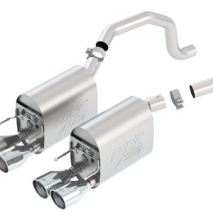 Borla Exhaust System Kit, Atak ® Series Axle Back System, T-304 Stainless Steel, With Mufflers, 2-1/2 Inch to 2 Inch Pipe Diameter – 11812