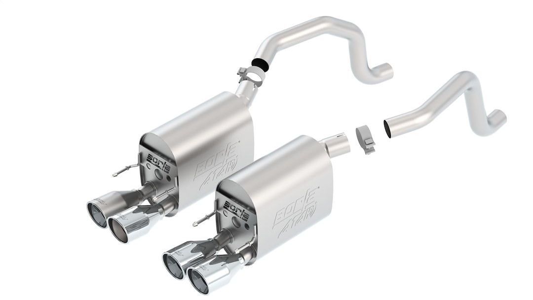 Borla Exhaust System Kit, Atak ® Series Axle Back System, T-304 Stainless Steel, With Mufflers, 2-1/2 Inch to 2 Inch Pipe Diameter – 11812