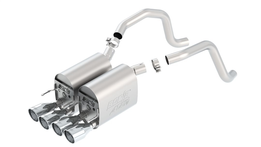 Borla Exhaust System Kit, Atak ® Series Axle Back System, T-304 Stainless Steel, With Mufflers, 2-1/2 Inch to 2 Inch Pipe Diameter – 11816