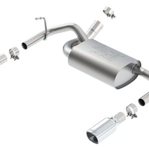 Borla Exhaust System Kit, Atak ® Series Axle Back System, T-304 Stainless Steel, With Muffler, 2-1/2 Inch Pipe Diameter to 2 Inch Out – 11860