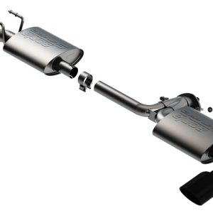 Borla Exhaust System Kit, S-Type Axle Back System, T-304 Stainless Steel, With Muffler, 2-1/2 Inch to Dual 2 Inch Pipe Diameter – 11970BC