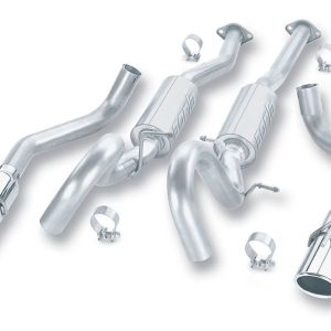 Borla Exhaust System Kit, S-Type Cat Back System, T-304 Stainless Steel, With Mufflers, 2-1/2 Inch Pipe Diameter, Dual Exhaust with Dual Exit – 140067