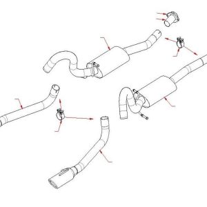 Borla Exhaust System Kit, S-Type Cat Back System, T-304 Stainless Steel, With Mufflers, 2-1/2 Inch Pipe Diameter, Dual Exhaust with Dual Exit – 140067