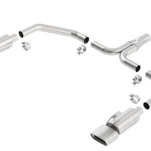 Borla Exhaust System Kit, S-Type Cat Back System, T-304 Stainless Steel, With Mufflers, 3 Inch Pipe Diameter, Single Exhaust with Dual Exit – 140082