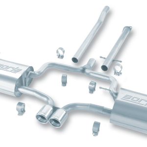 Borla Exhaust System Kit, Touring Cat Back System, T-304 Stainless Steel, With Mufflers, 2-1/4 Inch Pipe Diameter – 140120
