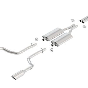 Borla Exhaust System Kit, S-Type Classic Cat Back System, T-304 Stainless Steel, With Mufflers, 2-1/2 Inch Pipe Diameter – 140125