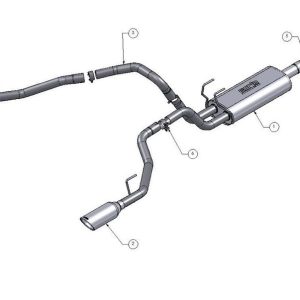 Borla Exhaust System Kit, Cat-Back System, T-304 Stainless Steel, With Muffler, 3 Inch Pipe Diameter, Single Exhaust with Dual Exit – 140307