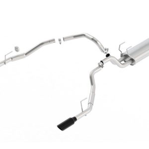 Borla Exhaust System Kit, S-Type Cat Back System, T-304 Stainless Steel, With Muffler, 3 Inch Pipe Diameter, Single Exhaust with Dual Exit – 140308BC