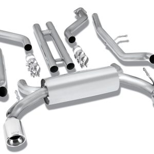 Borla Exhaust System Kit, Cat-Back System, T-304 Stainless Steel, With Muffler, 2-1/4 Inch Pipe Diameter, Dual Exhaust with Dual Exit – 140313